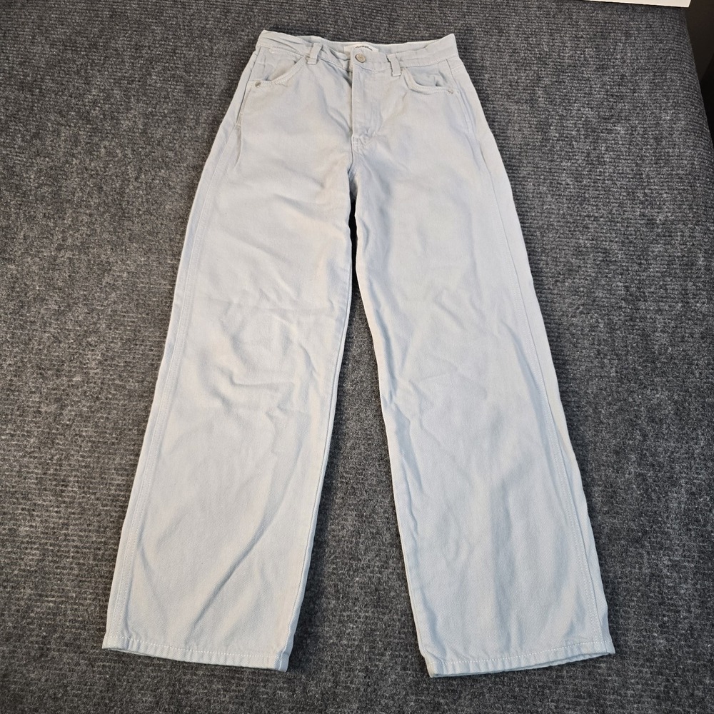 Reformation Cowboy High Rise Wide Leg Jeans Powder Blue Organic Cotton 25